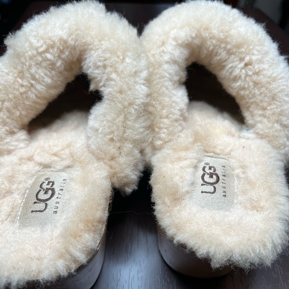 UGG Australia Kalie Clog Studded Brown Leather Sherpa Lined Wooden Block Heel 6 - Picture 6 of 10